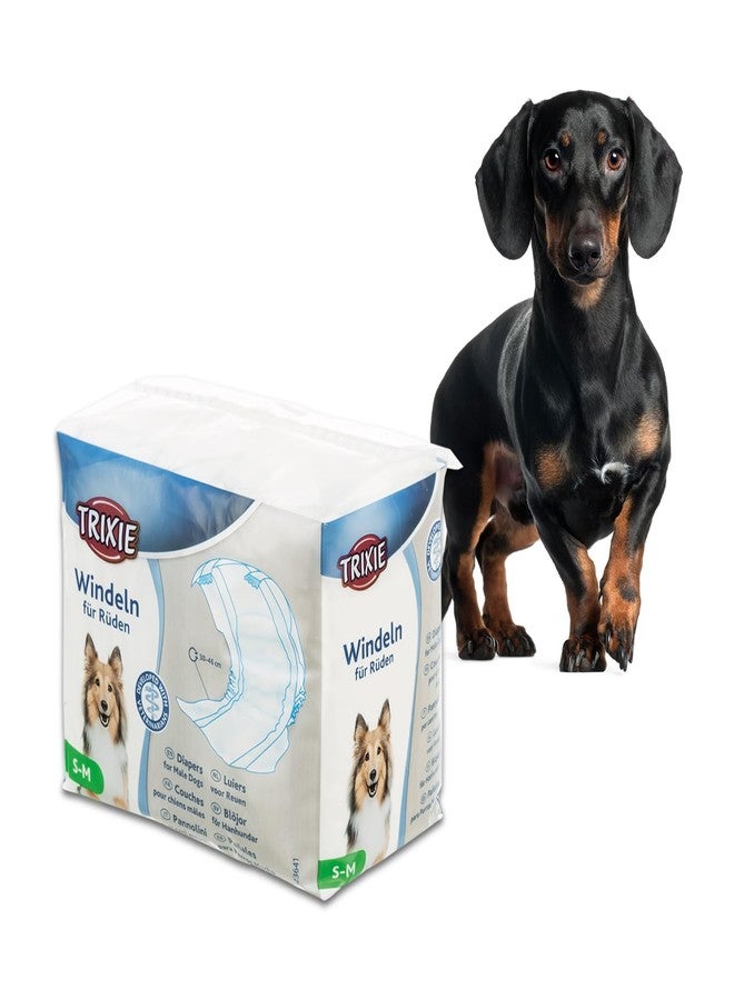 Trixie Disposable Diapers for Male Dogs, Polyester Material, Comes with Adhering Fasteners & an Elastic Band, can be Used to Avoid Male Marking, Excitable Urination, S-M 30-46cm, 12pcs - Image 1
